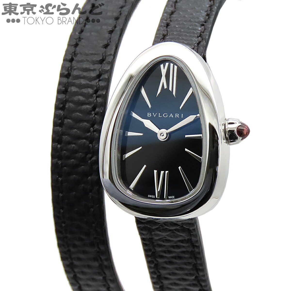 【5%クーポン♪4.6 20時～4.11】【中古】【返品可】ブルガリ BVLGARI セルペンティ ツイスト レディース 腕時計 電池式 SS レザー 箱・保証書付き ブラック 102782 [送料無料]【ポイント3倍●4.6 20時～4.11】 101852926 176,000円