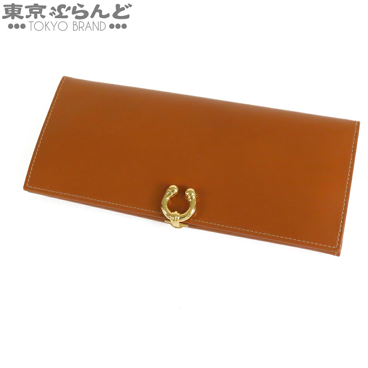 【中古】【返品可】グッチ GUCCI 二つ折り長紙入れ ユニ一発やる なめし革 鉄蹄 ヴィンテージ  赤銅色 [貨物輸送無料] 101863026