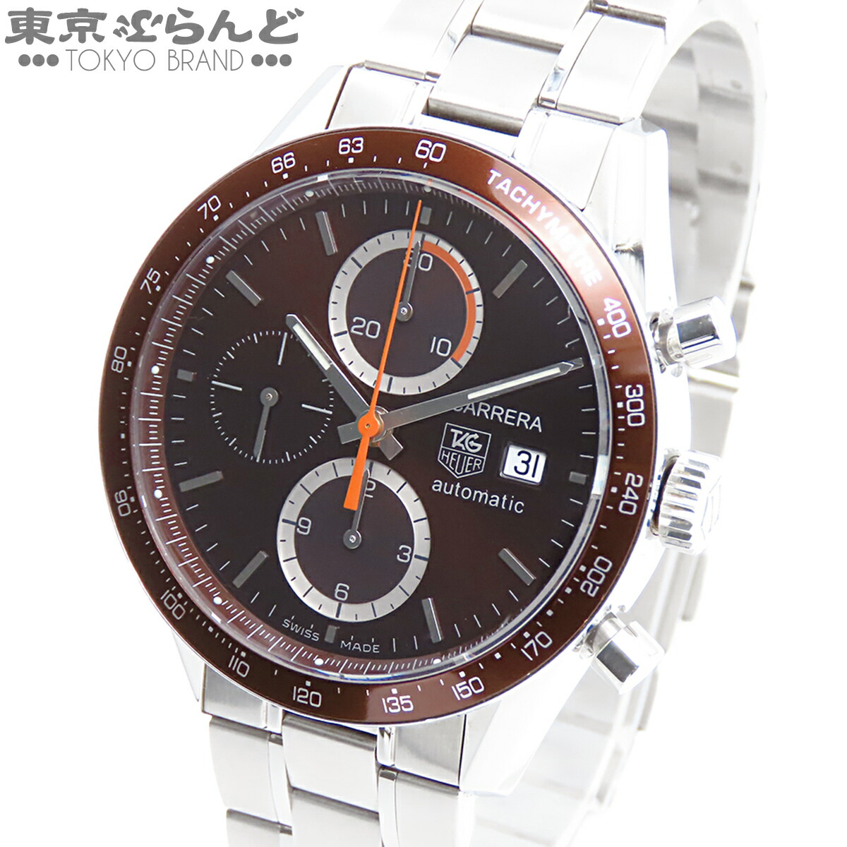 【5%クーポン券♪5.30～6.11 1:59】【中古】【返品可】タグホイヤー TAG HEUER カレラ メンズ ウオッチ 自動小銃巻 SS クロノグラフ 箱 お墨付き付 赤銅色 CV2013-3 [貨物輸送無料]【尖んがり5倍●5.30～6.11 1:59】 101872526