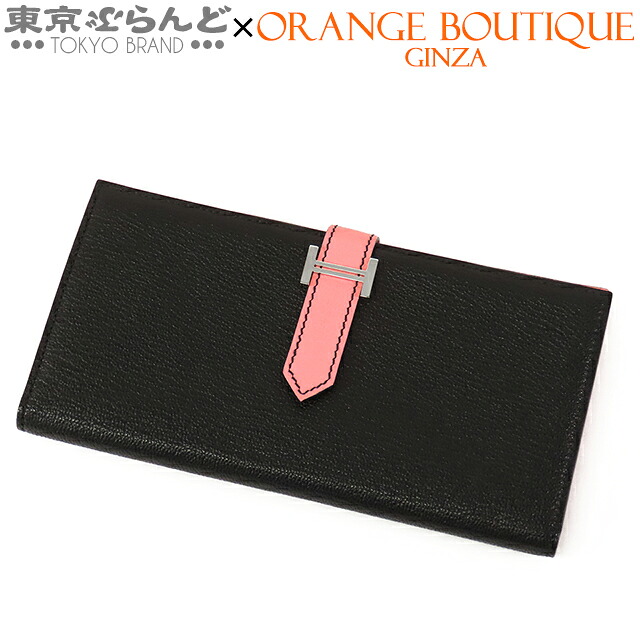 【5%クーポン♪4.14～4.27】【中古】【返品可】【ψ】エルメス ベアンスフレ レディース 長財布 シェーブル スペシャルオーダー Ｔ刻印 2015 ブラックxローズコンフェッティ シルバー金具 [送料無料]【ポイント2倍●4.14～4.27】pdw 101826427
