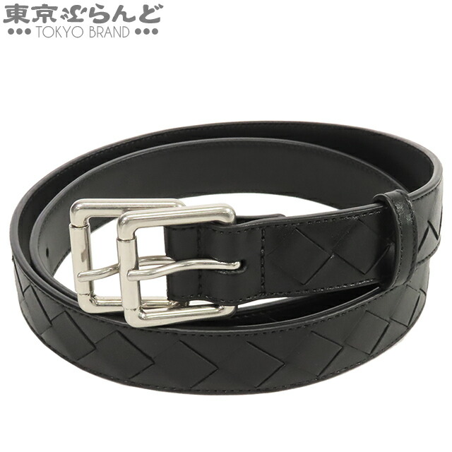BOTTEGA VENETA 黒レザーベルト スクエアバックル ブラックウォッチ バックル ベルト| Bottega Veneta® 日本