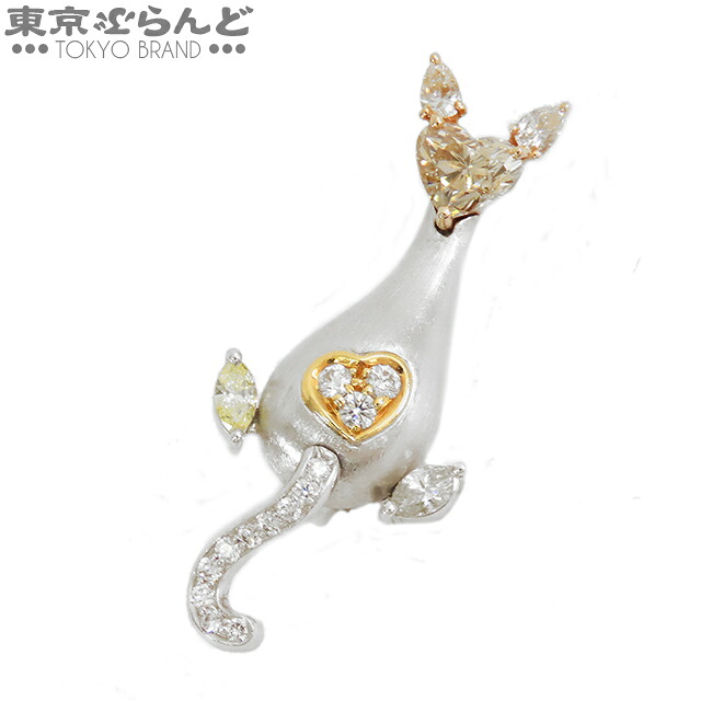 【ソーティング付】【5%クーポン♪4.4～4.11】【中古】【返品可】キャットモチーフ ブローチ ホワイトゴールド K18WG ダイヤモンド D0.56ct 0.70ct ペンダントトップ レディース[送料無料]【ポイント7倍●4.4～4.11】 241100062928