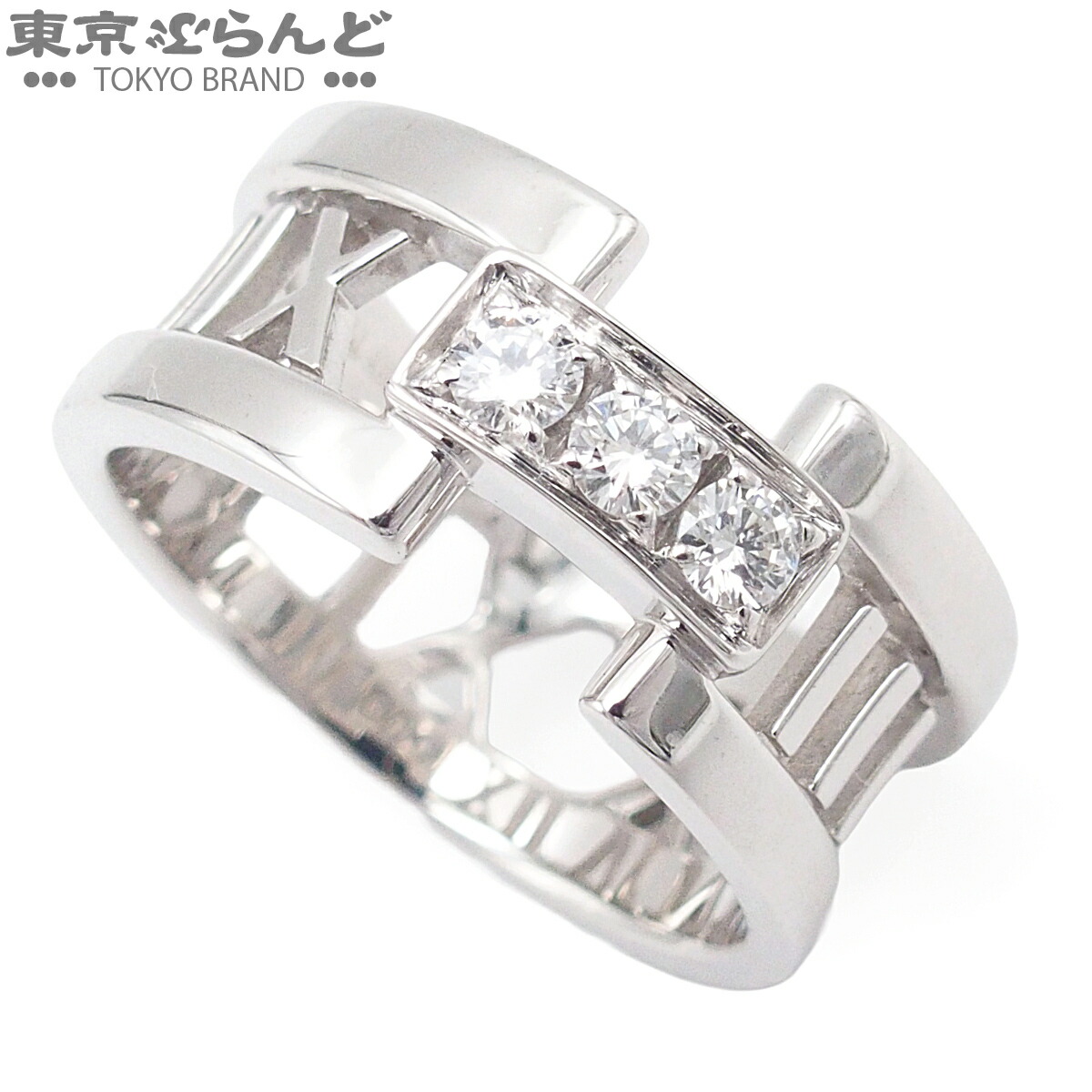 【5%クーポン♪4.6 20時～4.11】【中古】【返品可】ティファニー TIFFANY&Co. オープン アトラス リング レディース K18WG ダイヤモンド 11号相当 3PD ホワイトゴールド 仕上済 [送料無料]【ポイント5倍●4.6 20時～4.11】 101853429