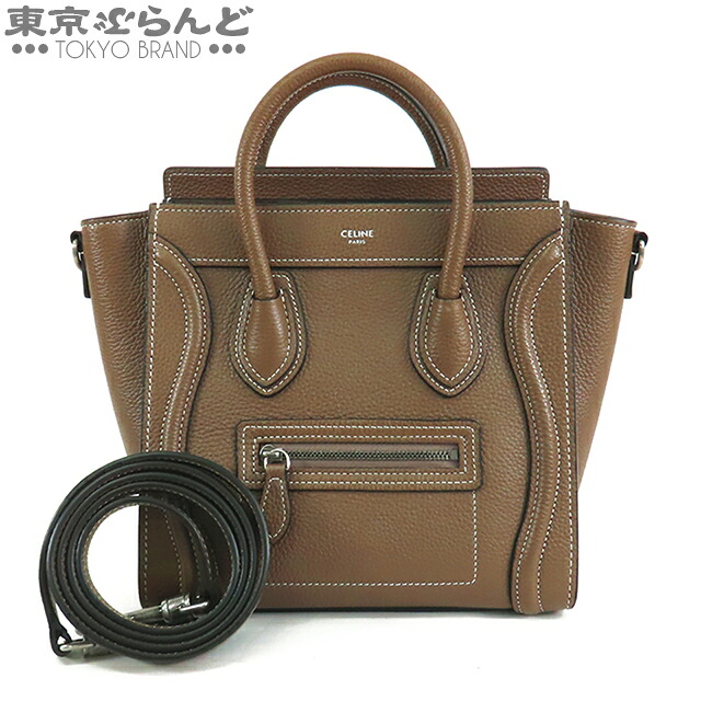 【中古】【返品可】【超オススメアイテム！Ω】セリーヌ CELINE ラゲージ ナノ ショッパー グレージュ レザー 2WAY ハンドバッグ ショルダーバッグ レディース[送料無料]【ポイント5倍●4.14～4.27】pdw 101808430