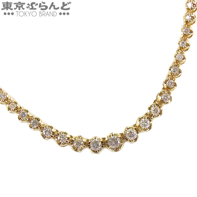 【ソーティング付】【5%クーポン♪4.14～4.27】【中古】【返品可】テニスネックレス レディース K18YG ダイヤモンド イエローゴールド [送料無料]【ポイント10倍●4.14～4.27】 802157331