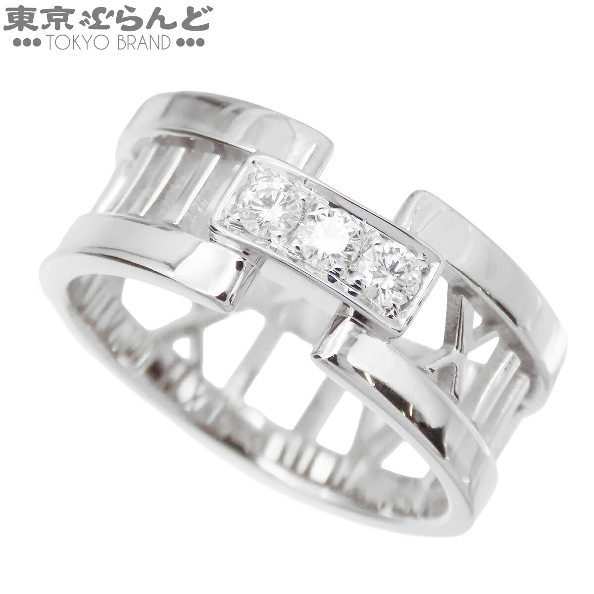 【中古】【返品可】ティファニー TIFFANY&Co. アトラス オープン リング ユニセックス K18WG ダイヤモンド 3PD 15号相当 指輪 ホワイトゴールド 仕上済 [送料無料] 101856932 121,000円