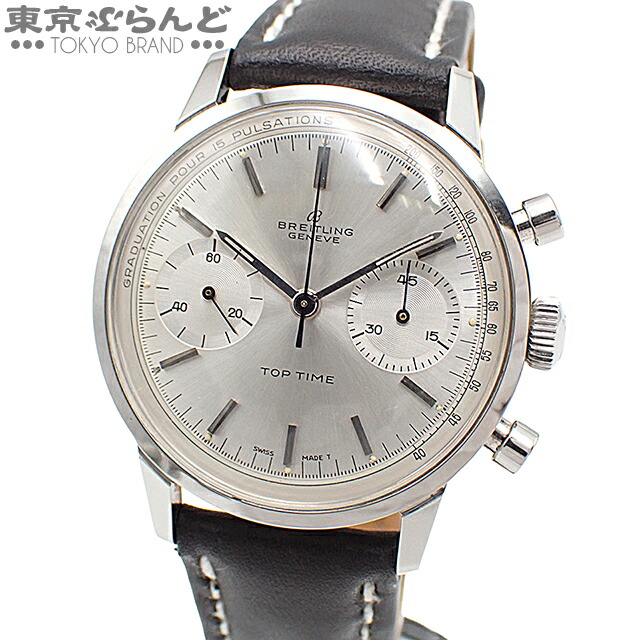 【中古】【返品可】【超オススメアイテム！Ω】ブライトリング BREITLING トップタイム メンズ 腕時計 手巻き SS レザー クロノグラフ シルバー 2002 ヴィンテージ [送料無料]pdw 101827034