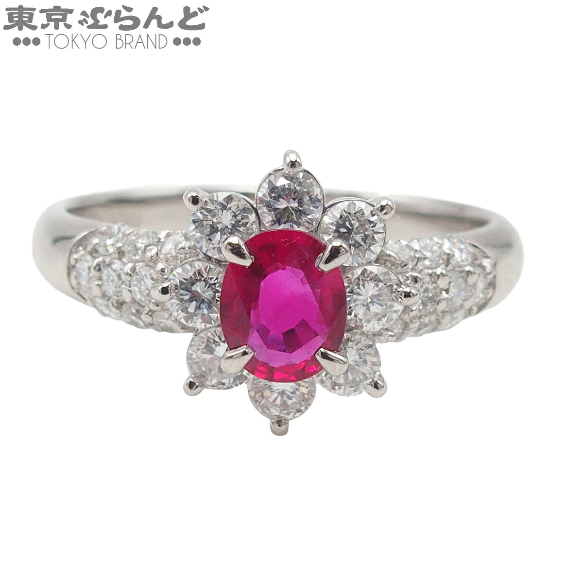 【5%クーポン♪4.4～4.11】【中古】【返品可】 デザインリング ユニセックス Pt900 ルビー ダイヤモンド 17号相当 0.43ct D 0.78ct プラチナ【鑑別書付】指輪 仕上済 [送料無料]【ポイント5倍●4.4～4.11】 101840534
