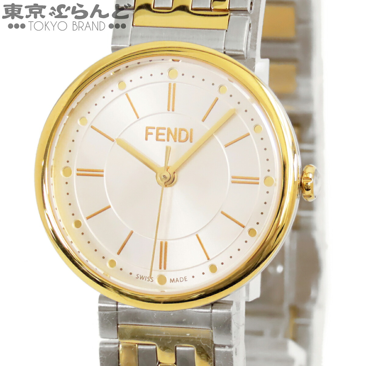 【5%クーポン♪4.14～4.27】【中古】【返品可】フェンディ FENDI フォーエバー フェンディ レディース 腕時計 クォーツ SS ホワイトオニキス FFロゴ F102201301 展示未使用 [送料無料]【ポイント5倍●4.14～4.27】 101842135