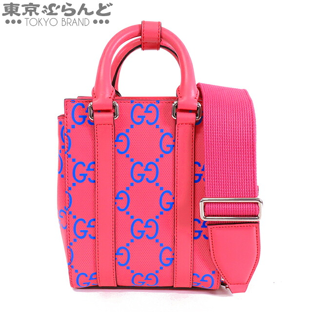 【5%引き換え証♪6.4～6.11 1:59】【中古】【返品可】グッチ GUCCI 2WAY ハンドバック レディース なめし革 GG パンチング さくら色x青碧 696010 [貨物輸送無料] 101873035