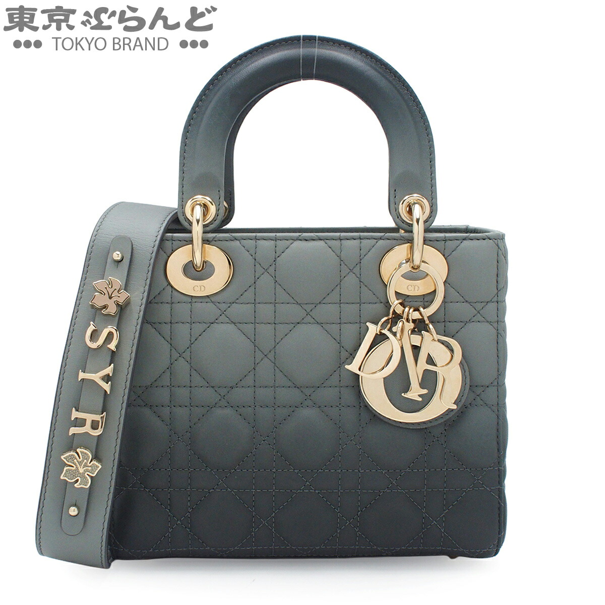 【5%引き換え証♪5.30～6.11 1:59】【中古】【返品可】クリスチャンディオール Dior レディディオール MY ABCDIOR レディース なめし革 スモール 2WAY ショルダーバッグ グラデーション薄墨色 ゴールド金具 [貨物輸送無料]【尖んがり5倍●5.30～6.11 1:59】 101852636