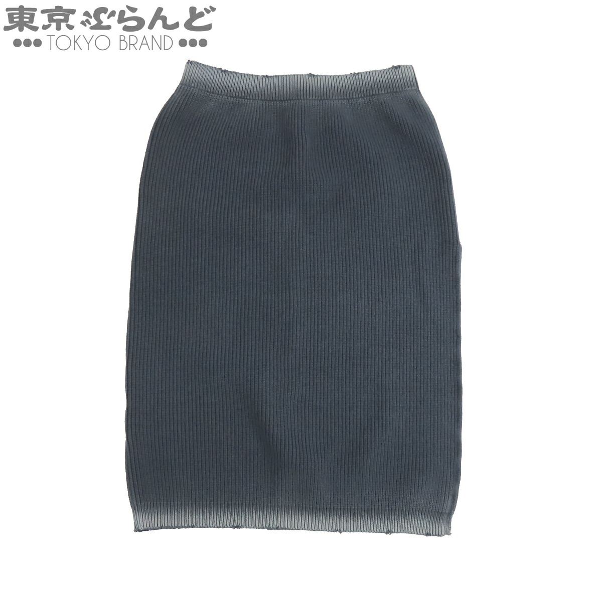 【中古】【返品可】【超オススメアイテム！Δ】ミュウミュウ MIUMIU ニット スカート レディース コットン ロゴ 22SS ダメージ加工 ネイビー 紺 MMG387 103W [送料無料]【ポイント15倍●7.16～7.27】pdw 101851840｜東京ぶらんど