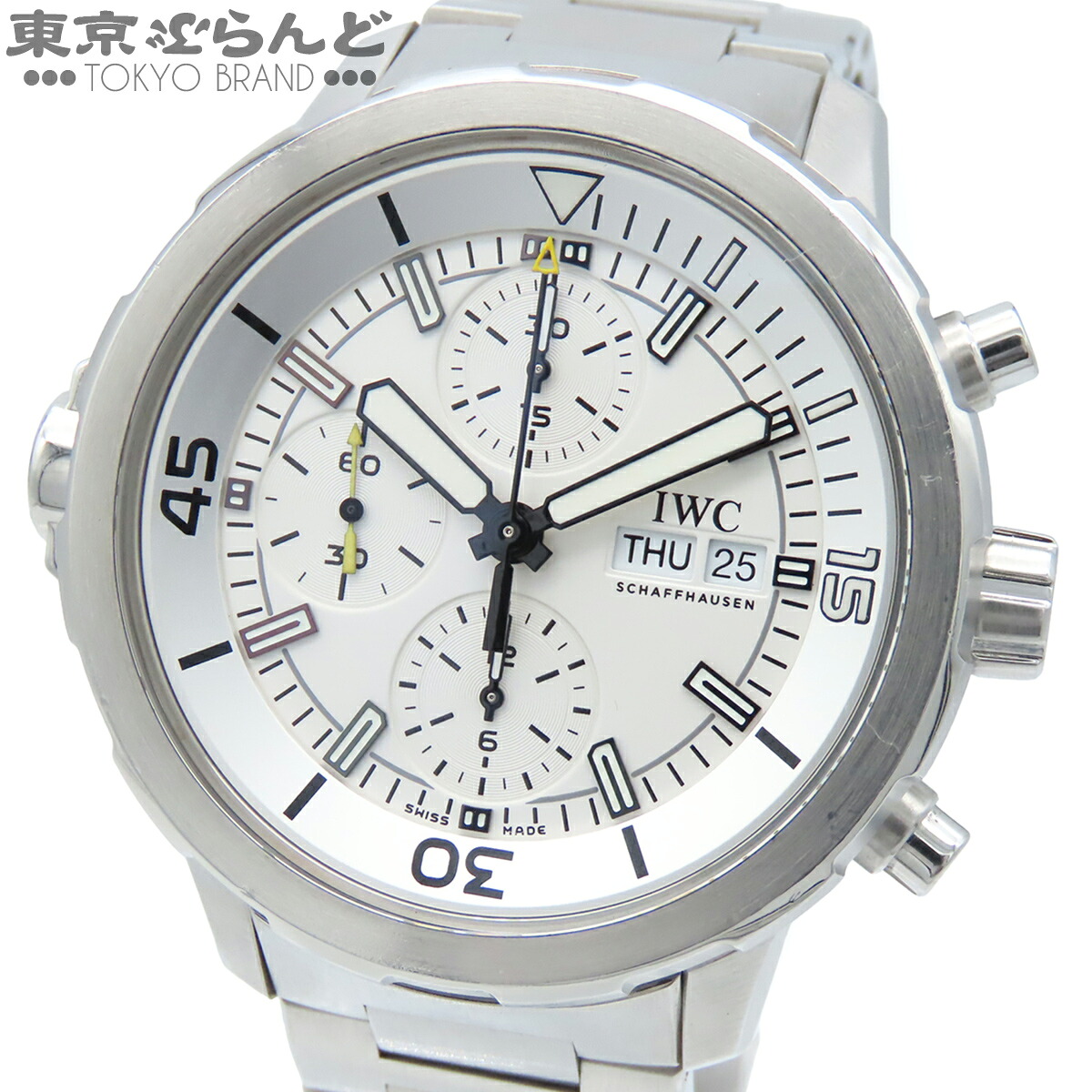 【5%クーポン♪4.14～4.27】【中古】【返品可】IWC International Watch Company アクアタイマー メンズ 腕時計 自動巻 SS クロノグラフ 保証書付き ホワイト IW376802 [送料無料]【ポイント5倍●4.14～4.27】 101839741