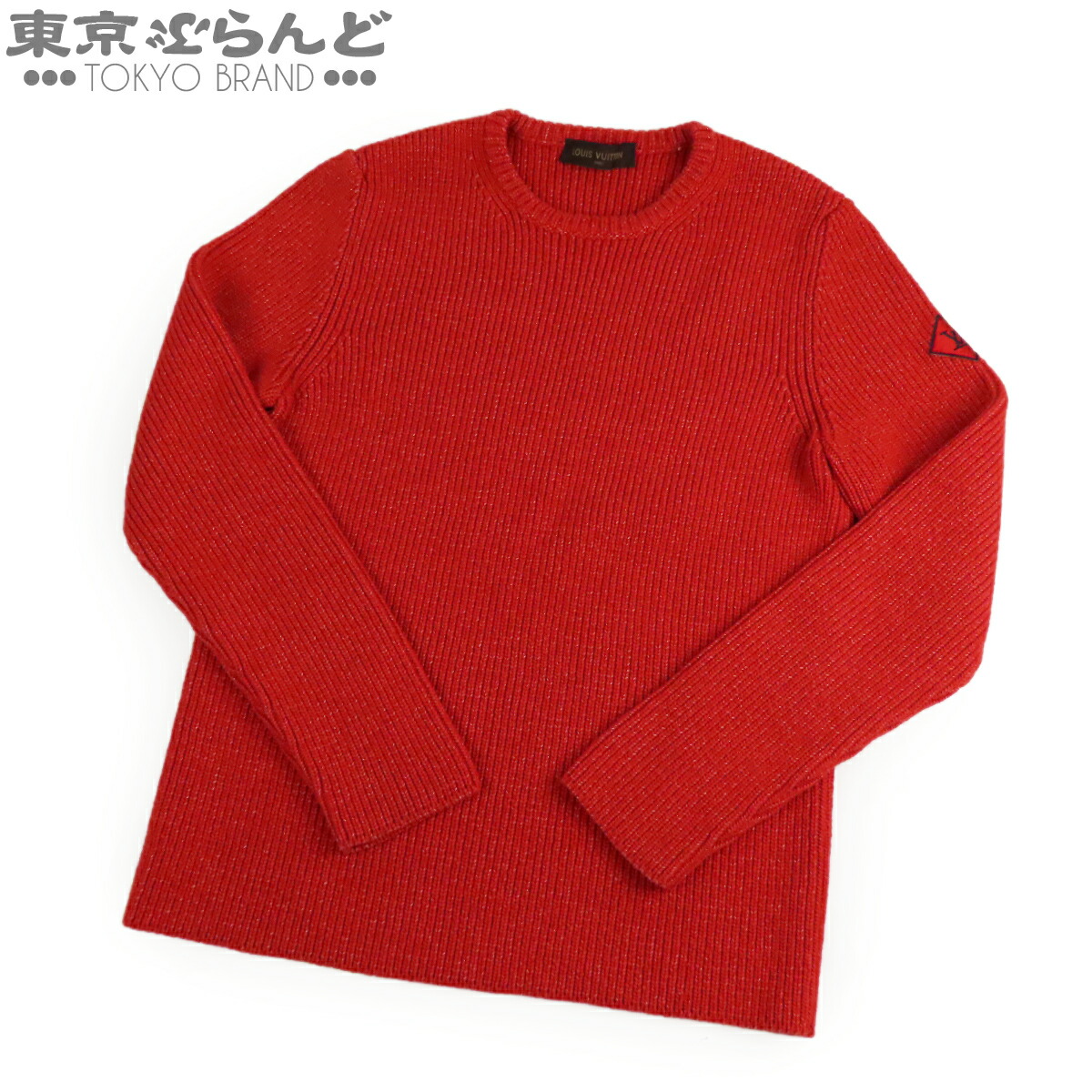 【5%引き換え証♪6.27～7.10】【中古】【返品可】【超オススメアイテム！Δ】ルイヴィトン ローゲージニット プルオーバー メンズ 毛糸 ナイロン LVロゴタイプ ワンポイント 刺しゅう XXL トップス 赤いこと VCCM08 [貨物輸送無料]【尖んがり10倍●6.27～7.10】pdw 101851842