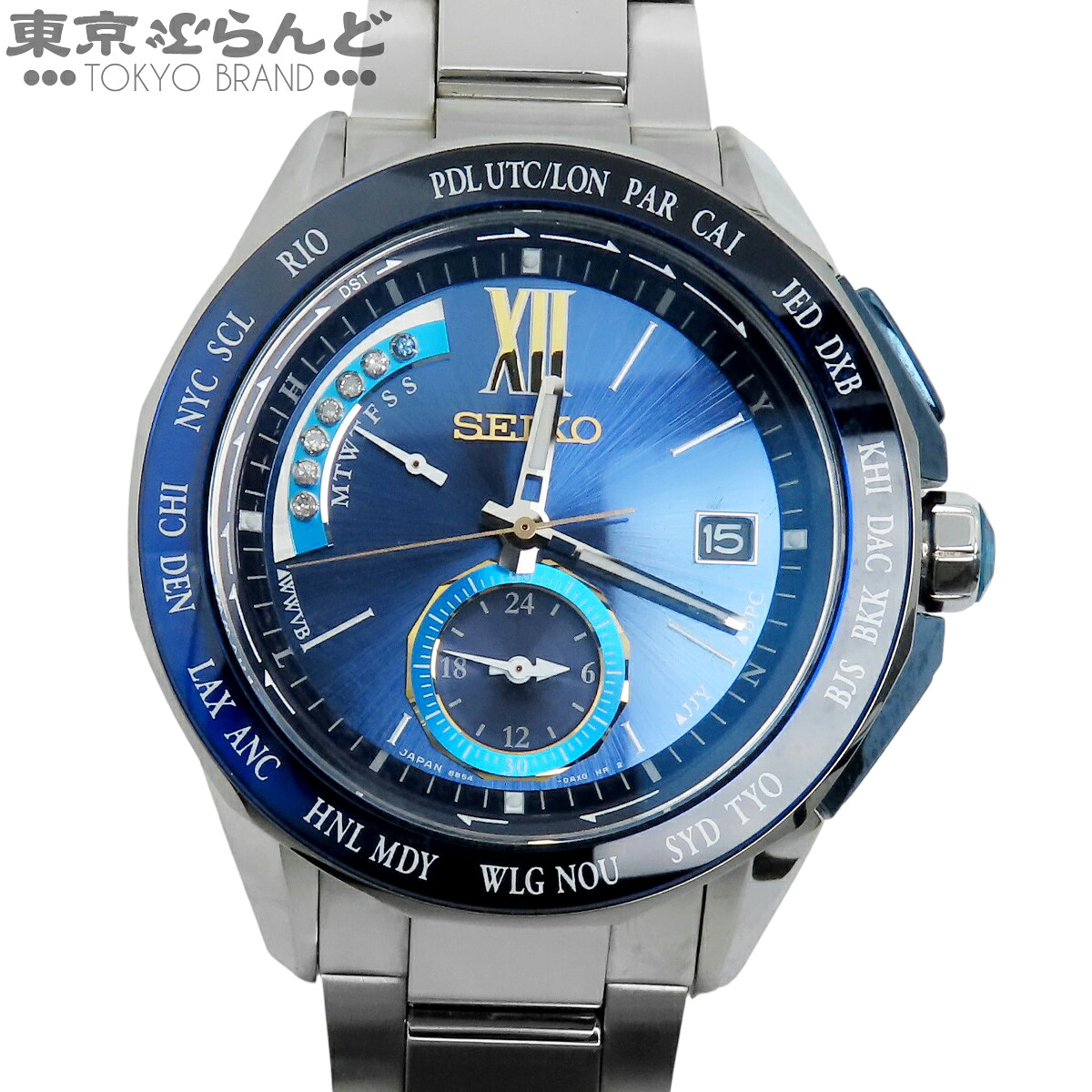 【5%クーポン♪4.14～4.27】【中古】【返品可】【Ω】セイコー ブライツ メンズ 腕時計 ソーラー電波 SS ダイヤモンド サファイア エグゼクティブライン ボンベイサファイア 世界300本限定 箱保 SAGA155 8B54-0BA0 [送料無料]【ポイント3倍●4.14～4.27】pdw 101828244