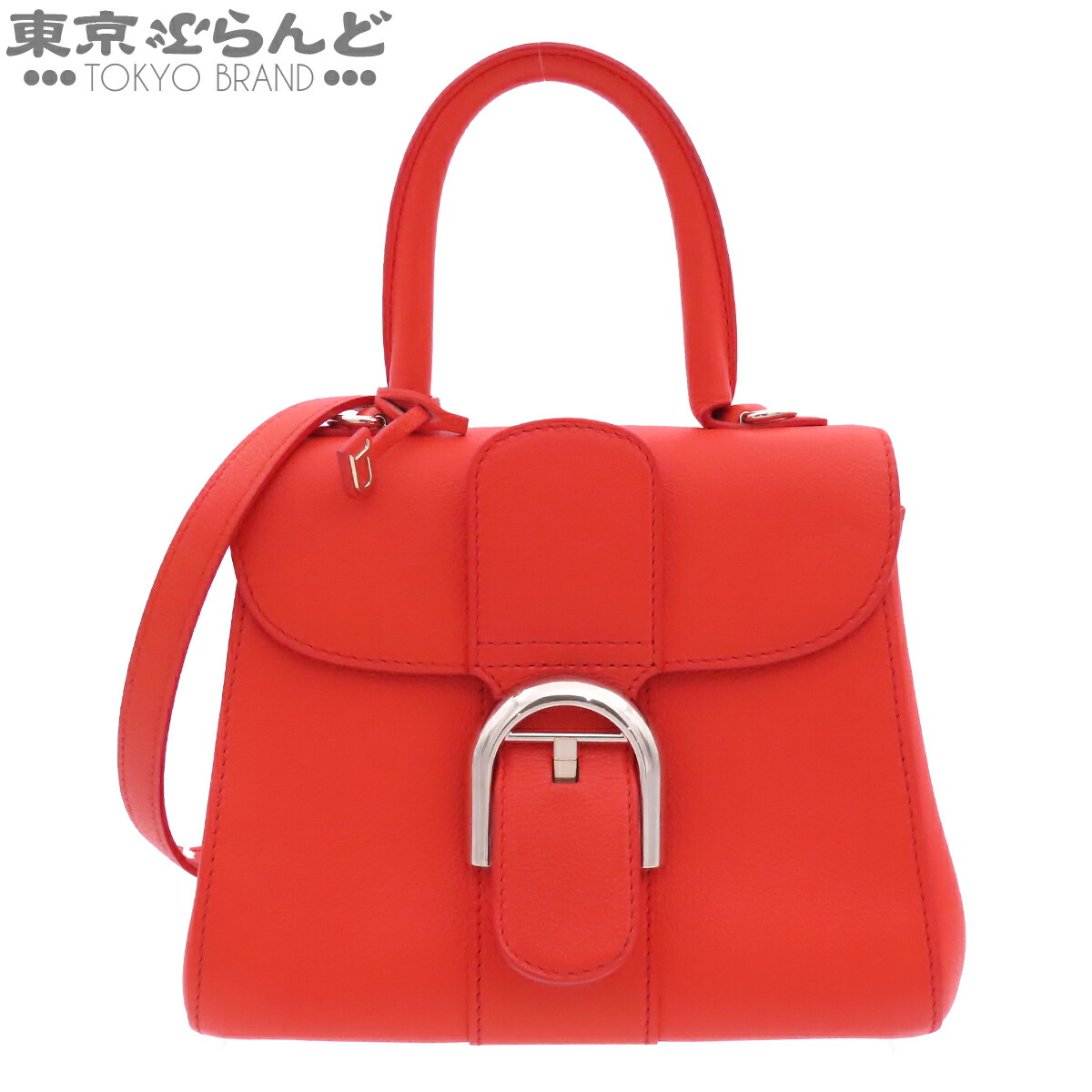 【5%引き換え証♪6.4～6.11 1:59】【中古】【返品可】デル洋弓 DELVAUX ブリヨン ミニ なめし革 2WAY ショルダーバッグ オレンジ色 ゴールド金具 AA0569AAM [貨物輸送無料]【尖んがり5倍●6.4～6.11 1:59】 101873745
