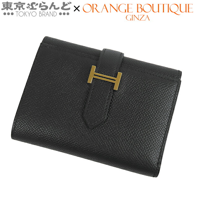 【5%クーポン♪4.4～4.11】【中古】【返品可】エルメス HERMES ベアン コンビネ レディース エプソン 三つ折り財布 Z刻印 2021 ブラック 黒 ゴールド金具 [送料無料]【ポイント10倍●4.4～4.11】 101838446