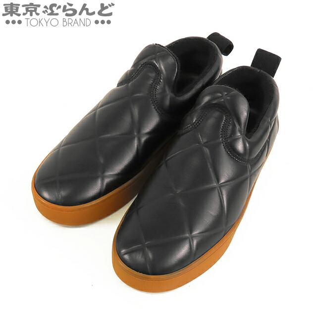 【中古】【返品可】【超オススメアイテム！ψ】ボッテガヴェネタ BOTTEGAVENETA キルト スリッポン 黒いこと 黒 なめし革 エンボスキルティング シューズ 38 靴 レディース[貨物輸送無料]【尖んがり3倍●4.30～5.10】pdw 101802149 スリッポン-レディース靴-靴