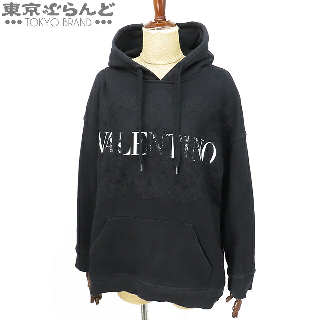 【5%クーポン♪4.14～4.27】【中古】【返品可】ヴァレンチノ Valentino パーカー ブラック 黒 コットン ポリウレタン レース デザイン ロゴ M レディース [送料無料]【ポイント5倍●4.14～4.27】 101809451