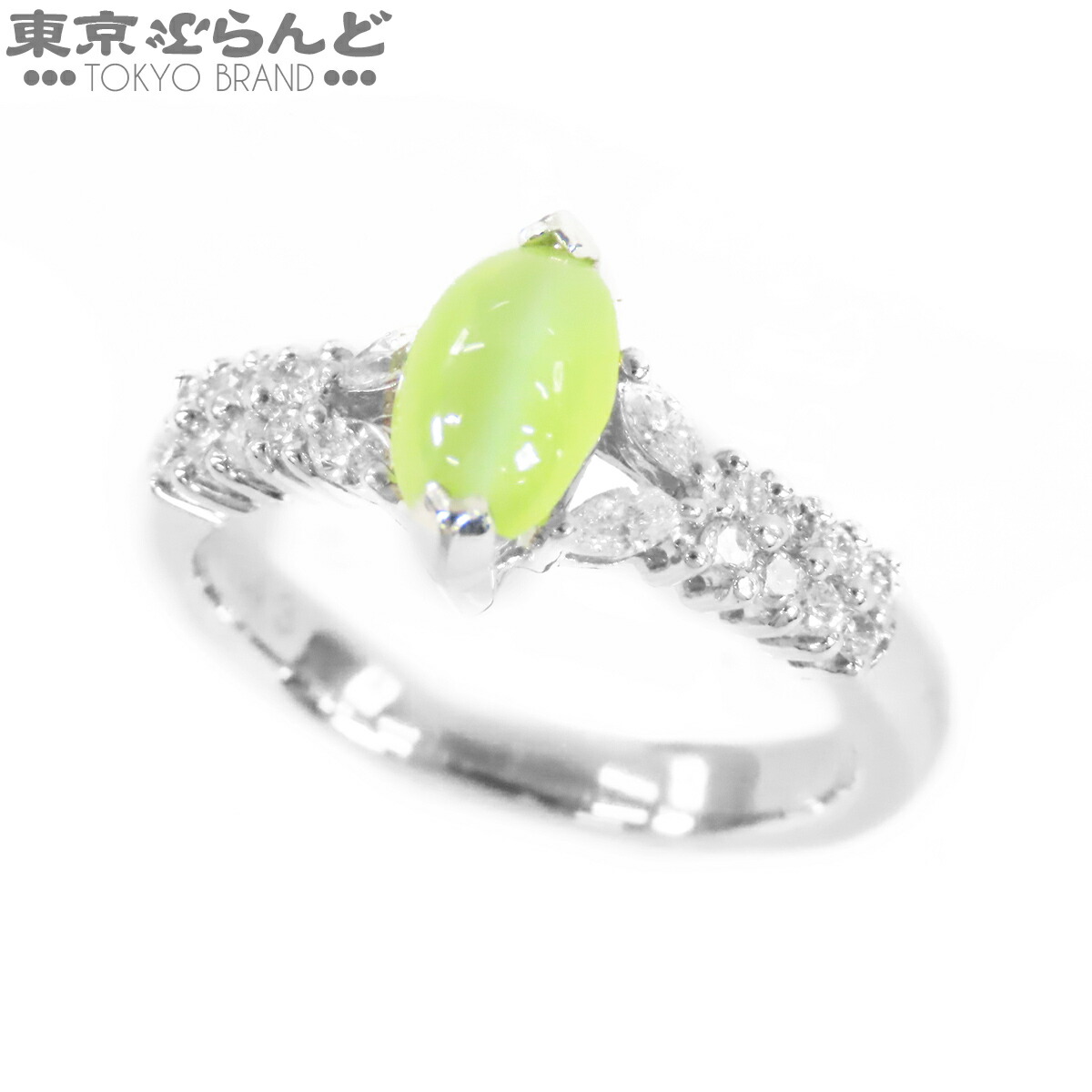 【5%クーポン♪4.6 20時～4.11】【中古】【返品可】デザイン リング レディース Pt900 クリソベリルキャッツアイ ダイヤモンド 1.43ct D0.31ct 9.5号相当 プラチナ【ソーティング付】指輪 仕上済 [送料無料]【ポイント5倍●4.6 20時～4.11】 241100103955