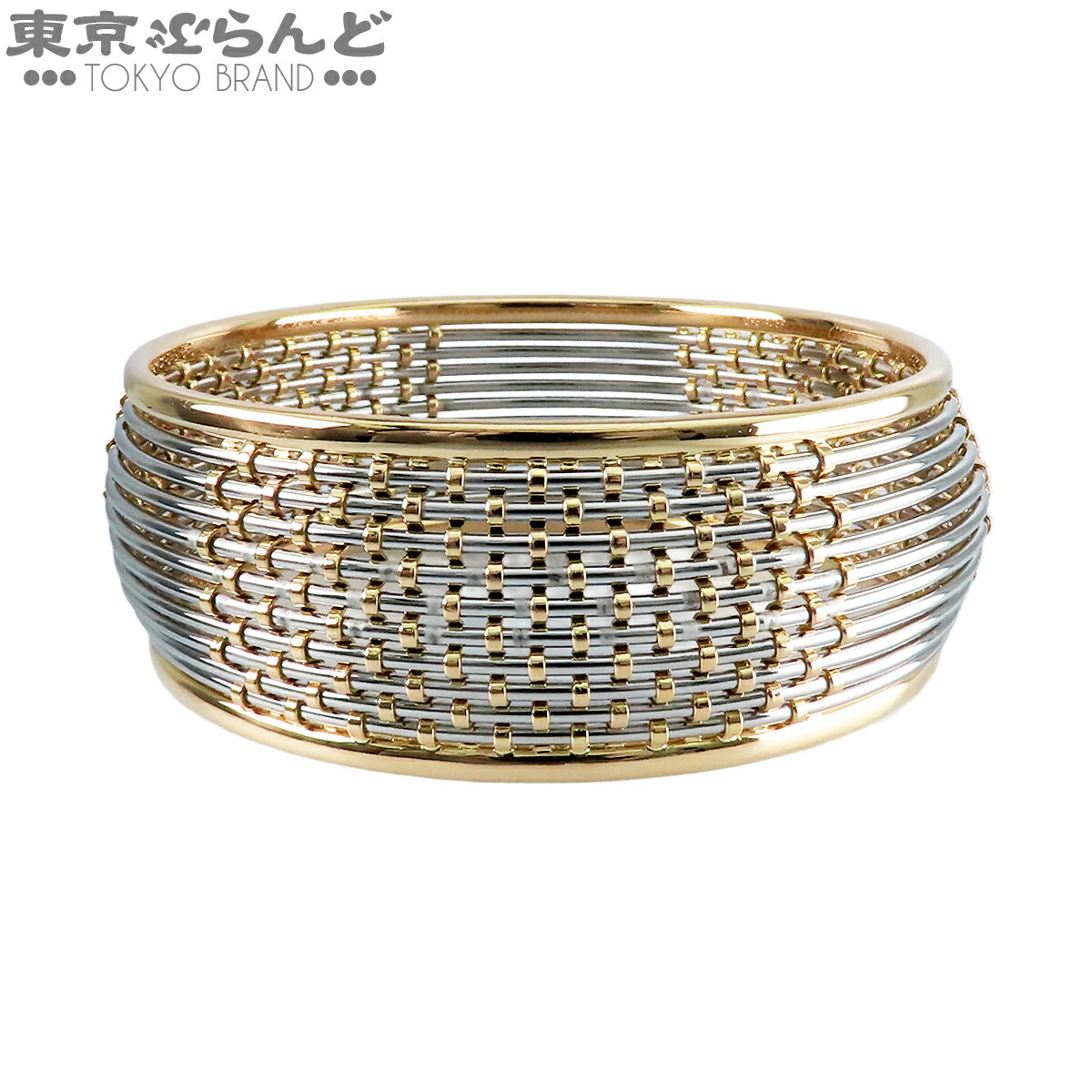 【5%クーポン♪4.14～4.27】【中古】【返品可】カルティエ メッシュバングル レディース YG SS OR ET ACIER コンビ ブレスレット イエローゴールド 腕周り約19.5cm 60083315 メーカー仕上済 [送料無料]【ポイント5倍●4.14～4.27】 101836957