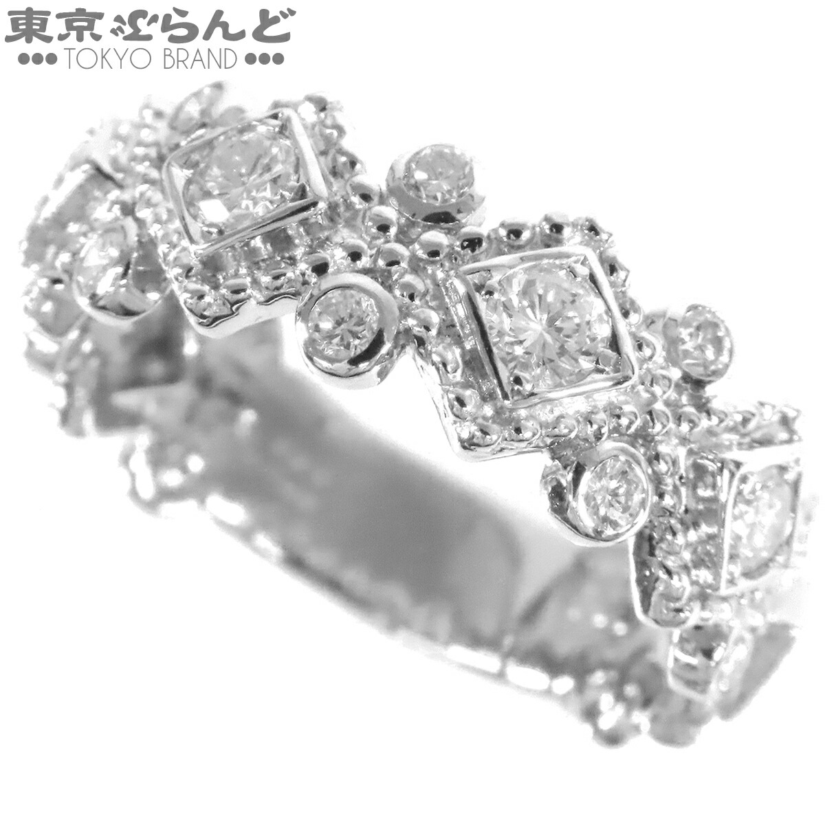 【5%クーポン♪4.6 20時～4.11】【中古】【返品可】ノーブランド no brand デザインリング レディース Pt900 ダイヤモンド 0.62ct 0.38ct 15号相当 プラチナ【鑑別書付】 仕上済 [送料無料]【ポイント5倍●4.6 20時～4.11】 101846757