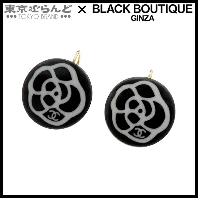 【5%クーポン♪4.14～4.27】【中古】【返品可】シャネル ココマーク カメリア ピアス 03P ブラックxホワイト 樹脂系 メタル コスチュームジュエリー ピアス レディース[送料無料]【ポイント5倍●4.14～4.27】 101805858