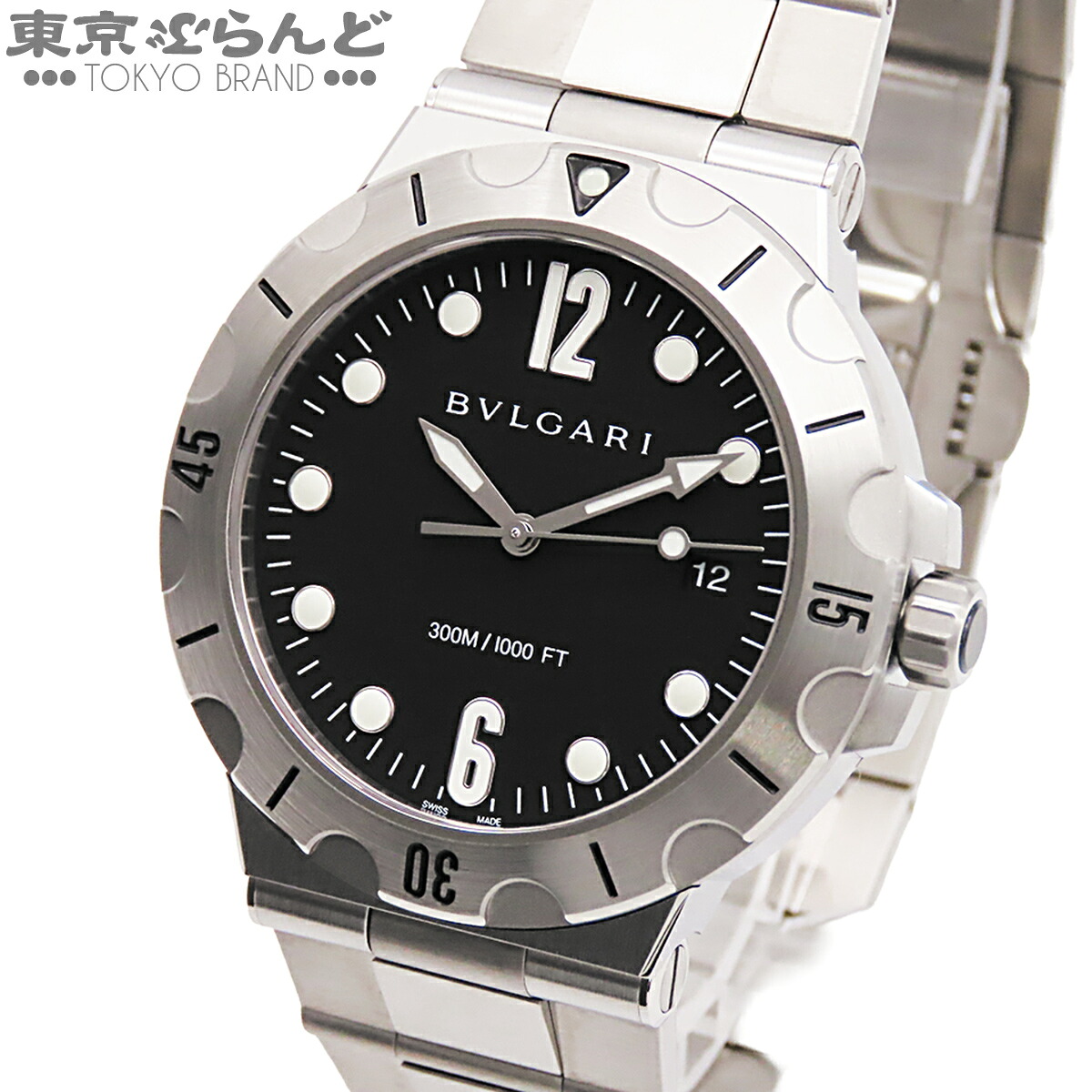 【中古】【返品可】ブルガリ BVLGARI ディアゴノ スクーバ メンズ 腕時計 自動巻 SS 箱 保証書付 ブラック DP41BSSSD/102323 [送料無料] 101864958 192,500円