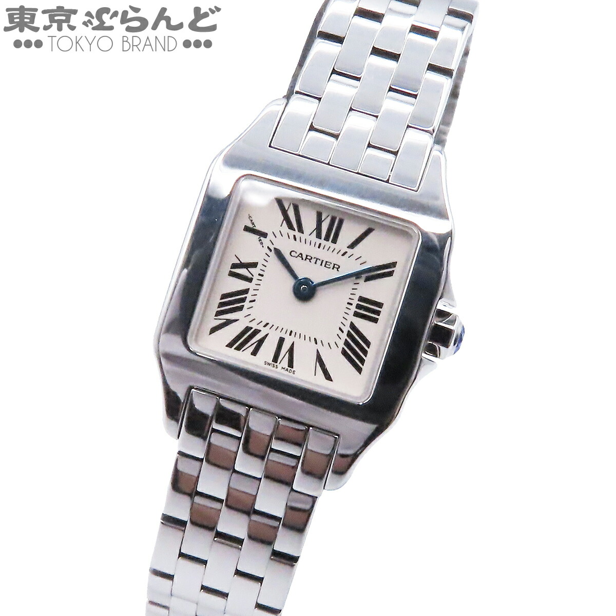 【中古】【返品可】カルティエ CARTIER サントス ドゥモワゼル レディース ウォッチ 石英 ステンレス鋼スチール写真 象牙色 W25064Z5 仕上済 [貨物輸送無料] 101865059