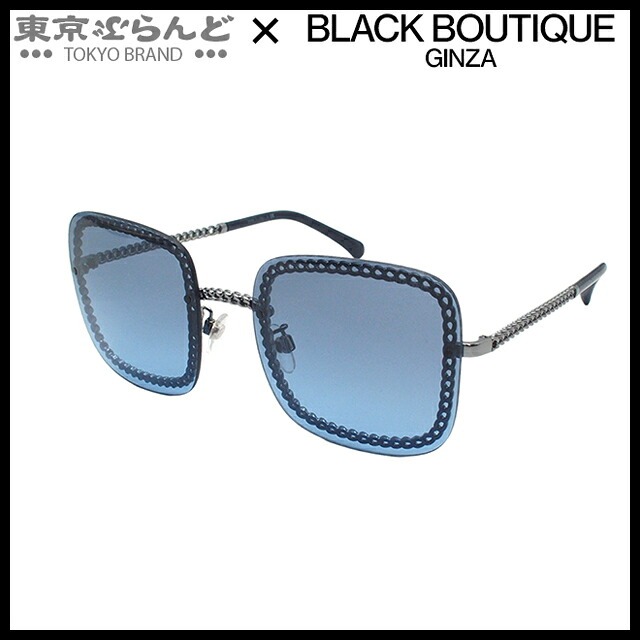【5%クーポン♪4.4～4.11】【中古】【返品可】シャネル CHANEL サングラス レディース メタル プラスチック ブルーxブラック シルバー金具 4244 [送料無料]【ポイント7倍●4.4～4.11】 101831660