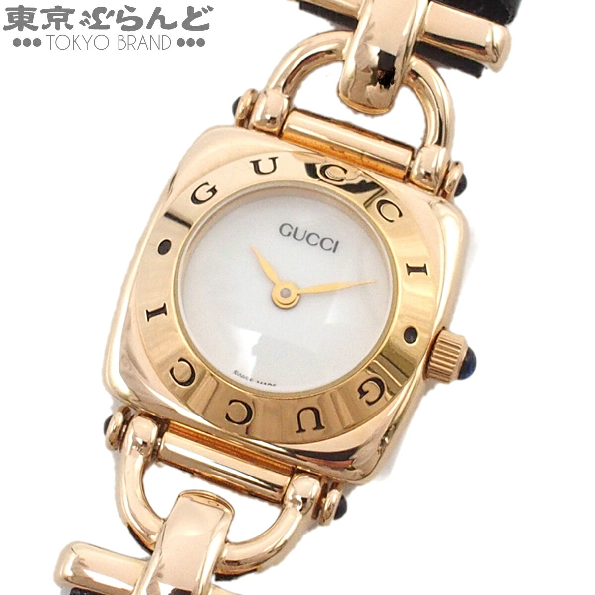 【5%クーポン♪4.4～4.11】【中古】【返品可】グッチ GUCCI ホースビット レディース 腕時計 QZ GP レザー ホワイト 6300L [送料無料]【ポイント5倍●4.4～4.11】 101852865