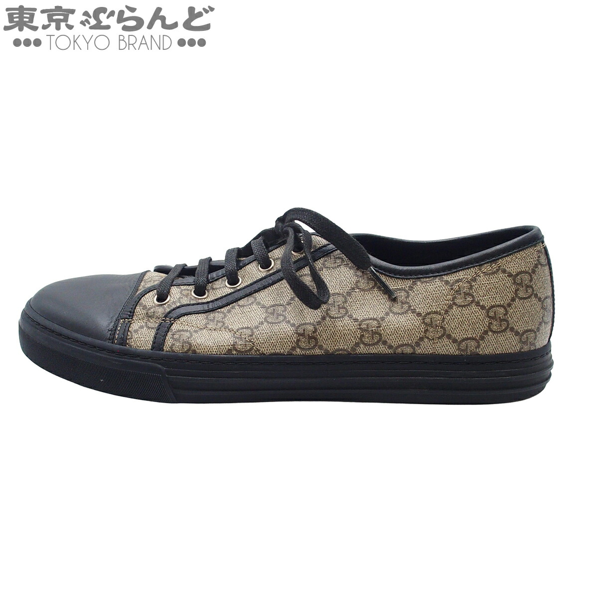 【5%クーポン券♪5.30～6.11 1:59】【中古】【返品可】【超オススメアイテム！Σ】グッチ GUCCI 靴 メンズ GGスプリームキャンバス 9 スニーカー ベージュ エボニー 黒いこと 309462 [貨物輸送無料]【尖んがり5倍●5.30～6.11 1:59】pdw 101844168