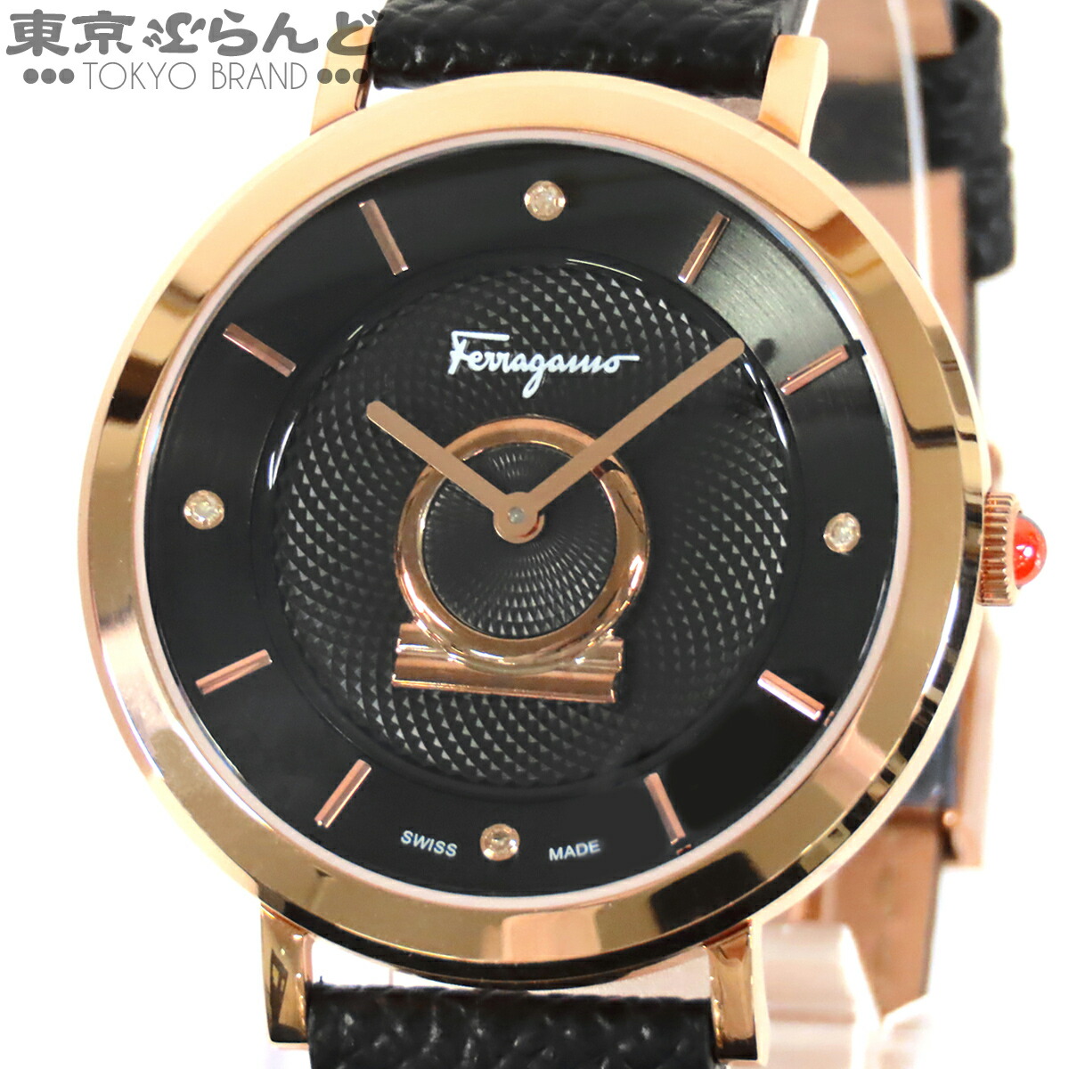 【5%クーポン♪4.14～4.27】【中古】【返品可】サルヴァトーレフェラガモ Salvatore Ferragamo メヌエット レディース 腕時計 クォーツ SS レザー 箱・保証書付き ブラック SF8200419 [送料無料]【ポイント5倍●4.14～4.27】 101858874