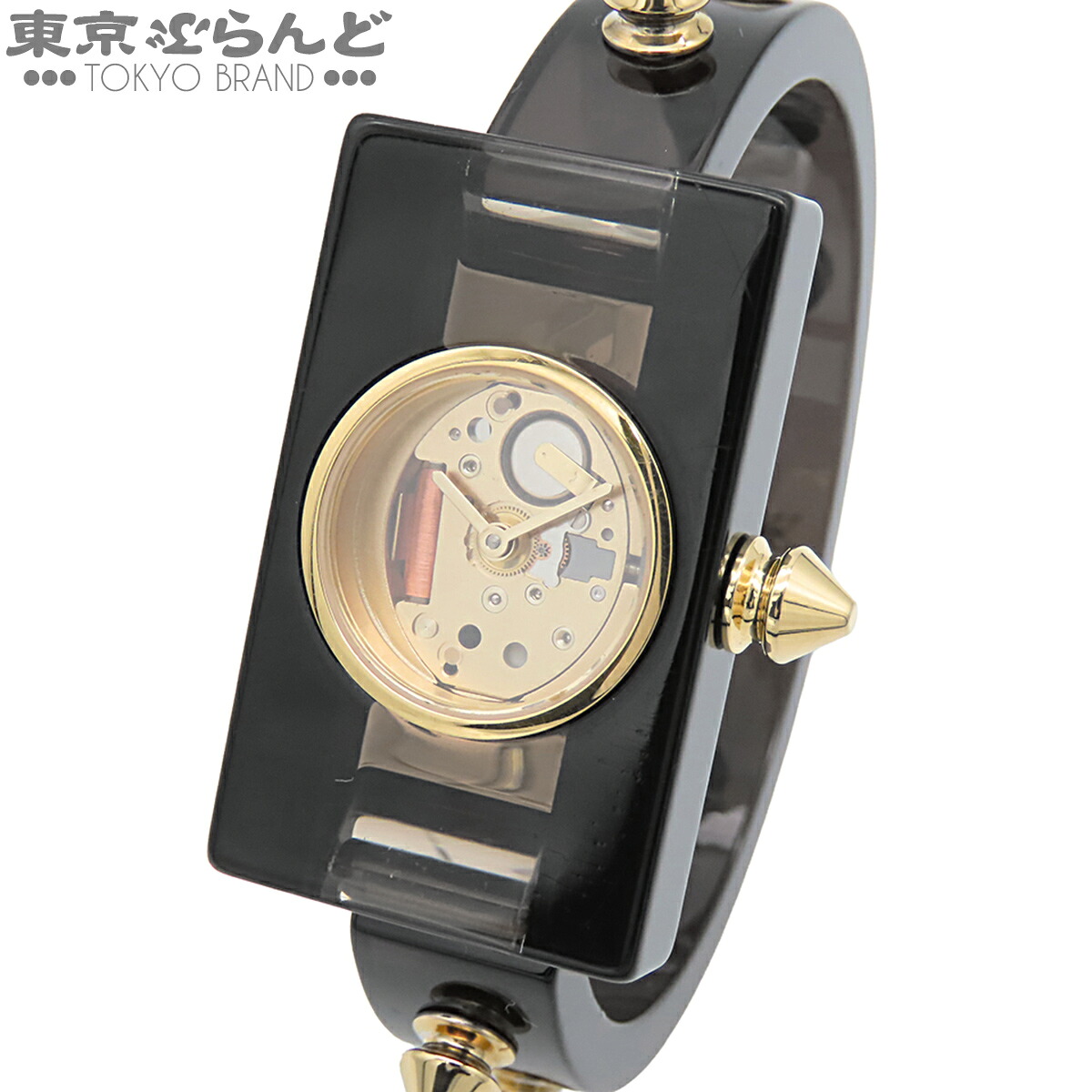 【5%引き換え証♪5.30～6.11 1:59】【中古】【返品可】グッチ GUCCI ヴィンテージ ウェッブ レディース ウォッチ 石英 可塑性物質 SS スタッズバングル 御墨付き付 ゴールド YA143509 [貨物輸送無料]【尖んがり5倍●5.30～6.11 1:59】 101872474