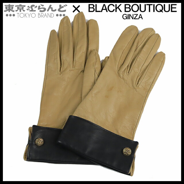 美品　イタリア製　シャネル　レザーグローブ　ブラック　黒革手袋　サイズ6ハーフ 美品 イタリア製 シャネル レザーグローブ ブラック 黒革手袋