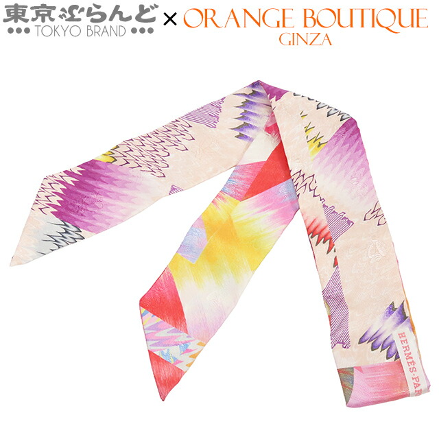 【5%クーポン♪4.4～4.11】【中古】【返品可】エルメス HERMES ツイリー レディース スカーフ シルク ALL OVER MARBLE 京都マーブル ローズxマルチカラー 2022年限定 未使用 [送料無料]【ポイント5倍●4.4～4.11】 101833277