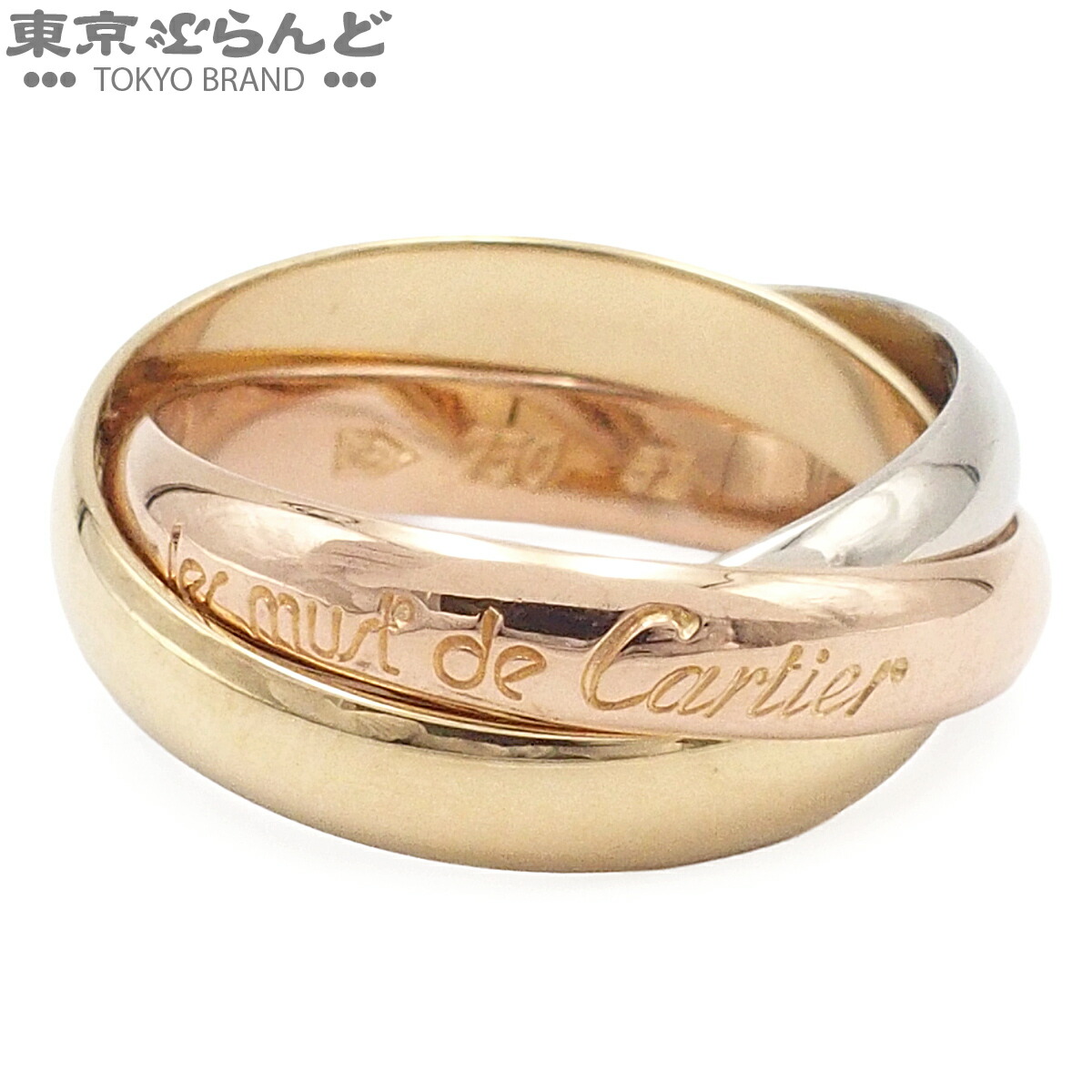 【中古】【返品可】カルティエ CARTIER トリニティ 輪っか ユニ一発やる K18YG K18WG K18PG 12号好いかげんに スリー色つやゴールド 仕上済 [貨物輸送無料] 101851077
