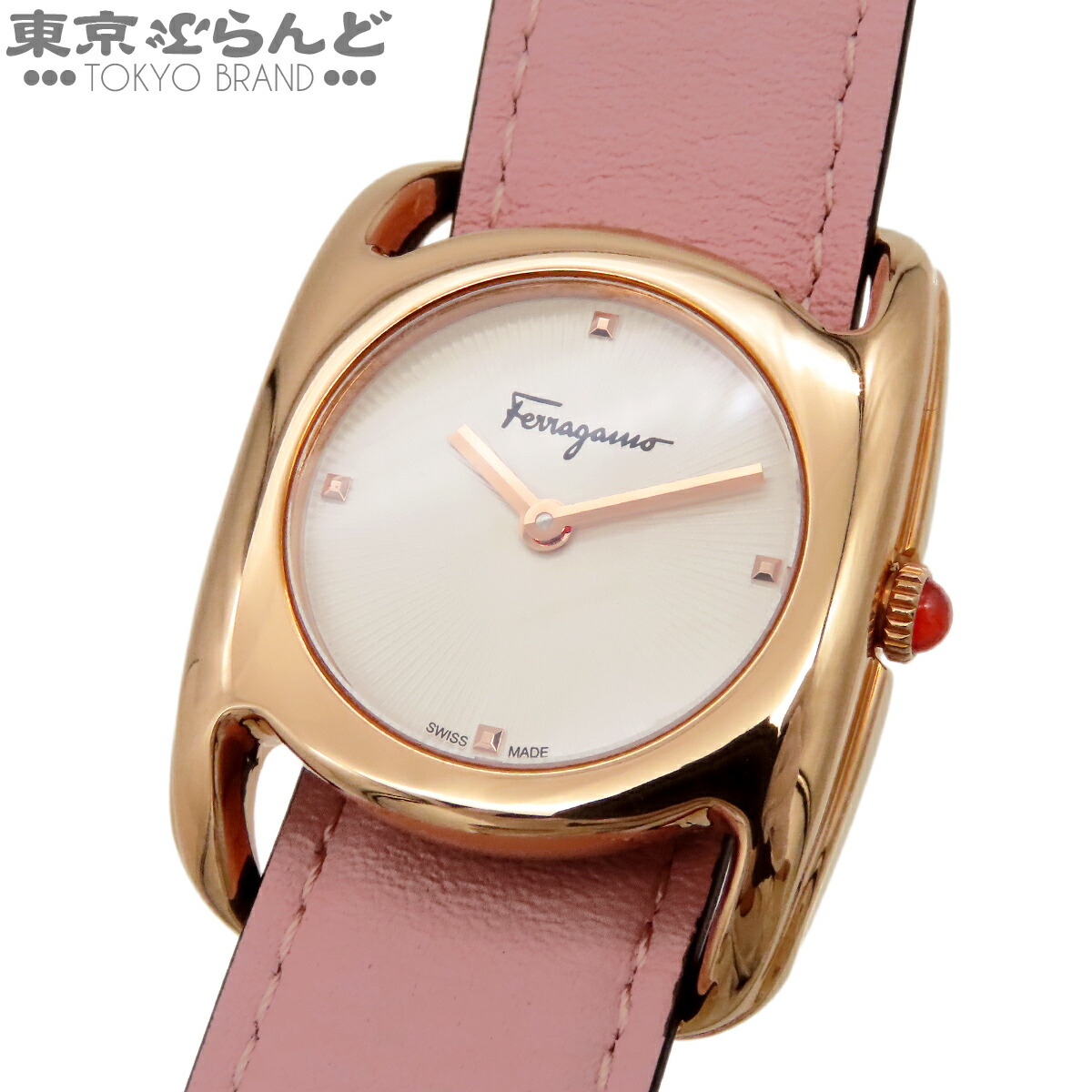 【5%引き換え証♪5.30～6.11 1:59】【中古】【返品可】サルヴァトーレフェラガモ Salvatore Ferragamo ヴァラ レディース ウォッチ 蓄電池式 SS なめし革 ギョーシェ 白いこと SFEL00519 [貨物輸送無料]【尖んがり5倍●5.30～6.11 1:59】 101858877