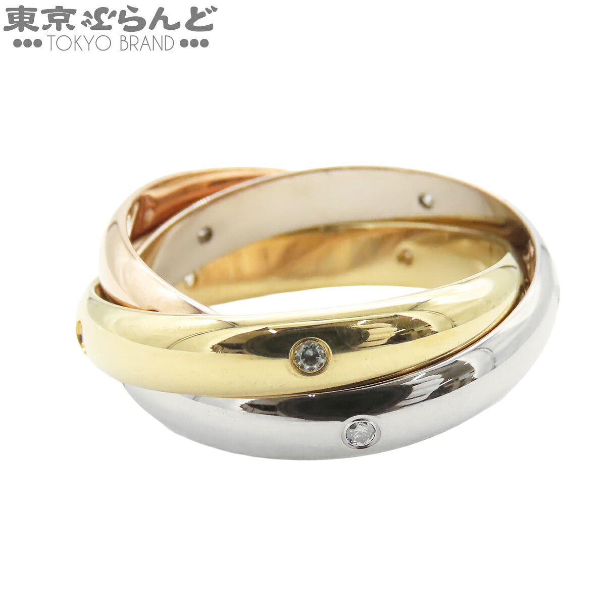 【中古】【返品可】カルティエ CARTIER トリニティリング ユニセックス K18YG K18PG K18WG ダイヤモンド 15PD 19.5号相当 60 スリーカラーゴールド 仕上済 [送料無料]【ポイント12倍●7.16～7.27】 103019078｜東京ぶらんど 229,900円