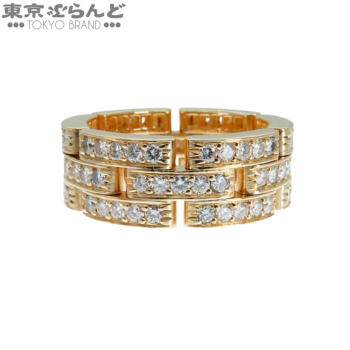【5%クーポン♪4.14～4.27】【中古】【返品可】カルティエ マイヨンパンテールリング ユニセックス K18YG ダイヤモンド 3連 指輪 イエローゴールド #56 14.5号相当 N4029356 メーカー仕上済 [送料無料]【ポイント5倍●4.14～4.27】 101838880