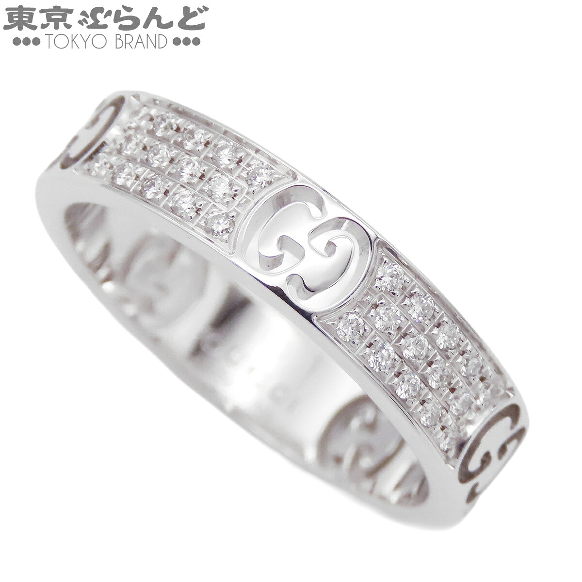 【5%クーポン♪4.6 20時～4.11】【中古】【返品可】グッチ GUCCI アイコン スターダスト リング レディース K18WG ダイヤモンド パヴェダイヤ 8.5号相当 9 指輪 ホワイトゴールド 仕上済 [送料無料]【ポイント5倍●4.6 20時～4.11】 101851080