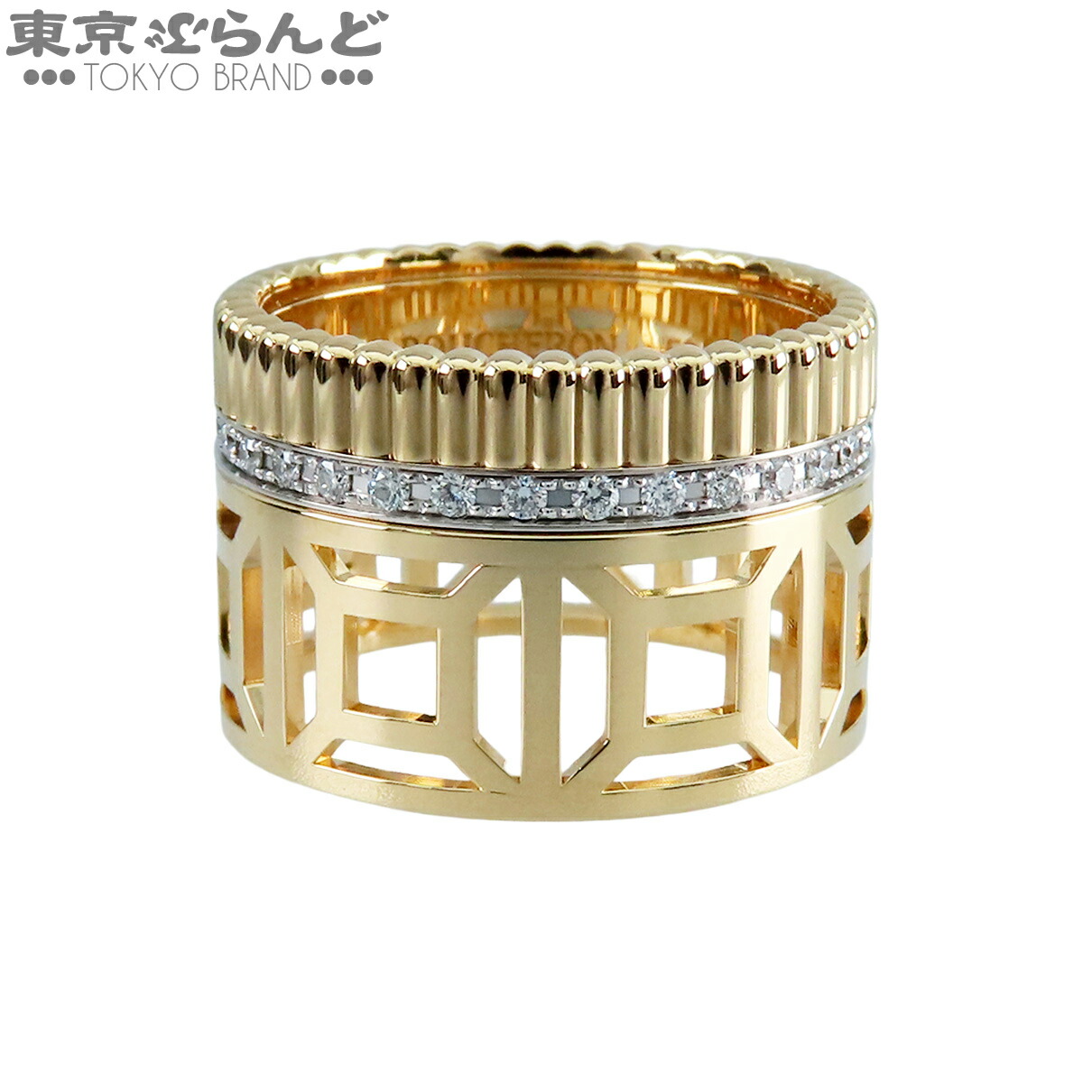 【中古】【返品可】ブシュロン キャトルラディアントオープンワークリング レディース K18YG K18WG ダイヤモンド クルドパリ 指輪 #52 12号相当 仕上済 [送料無料]【ポイント3倍●7.16～7.27】 101846182｜東京ぶらんど
