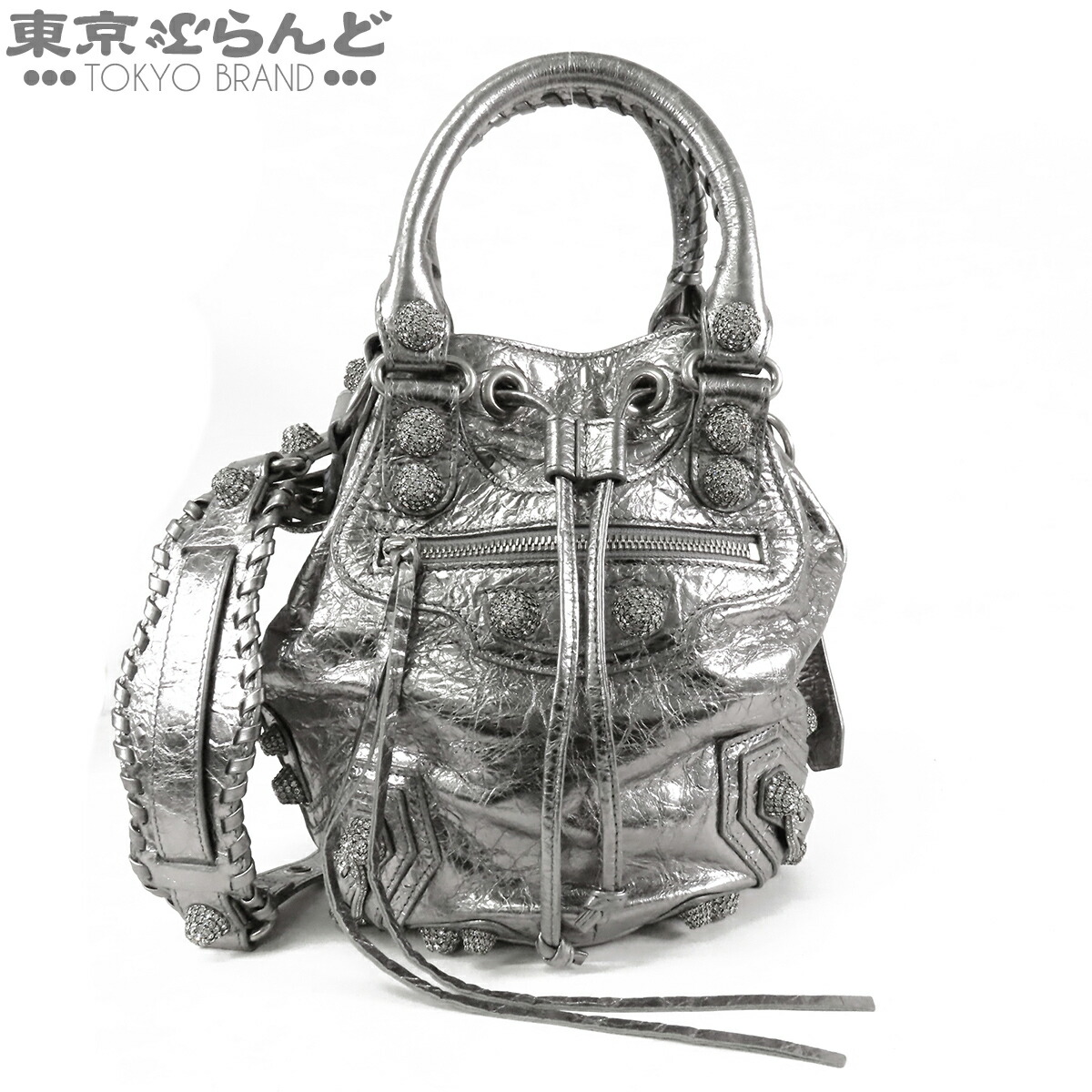 【5%引き換え証♪5.30～6.11 1:59】【中古】【返品可】バレンシアガ BALENCIAGA ル カゴール XS 井戸釣瓶 レディース なめし革 伝達ルート石ころ 2WAY ハンドバック ショルダーバッグ しろがね色 702432 [貨物輸送無料]【尖んがり5倍●5.30～6.11 1:59】 101852082