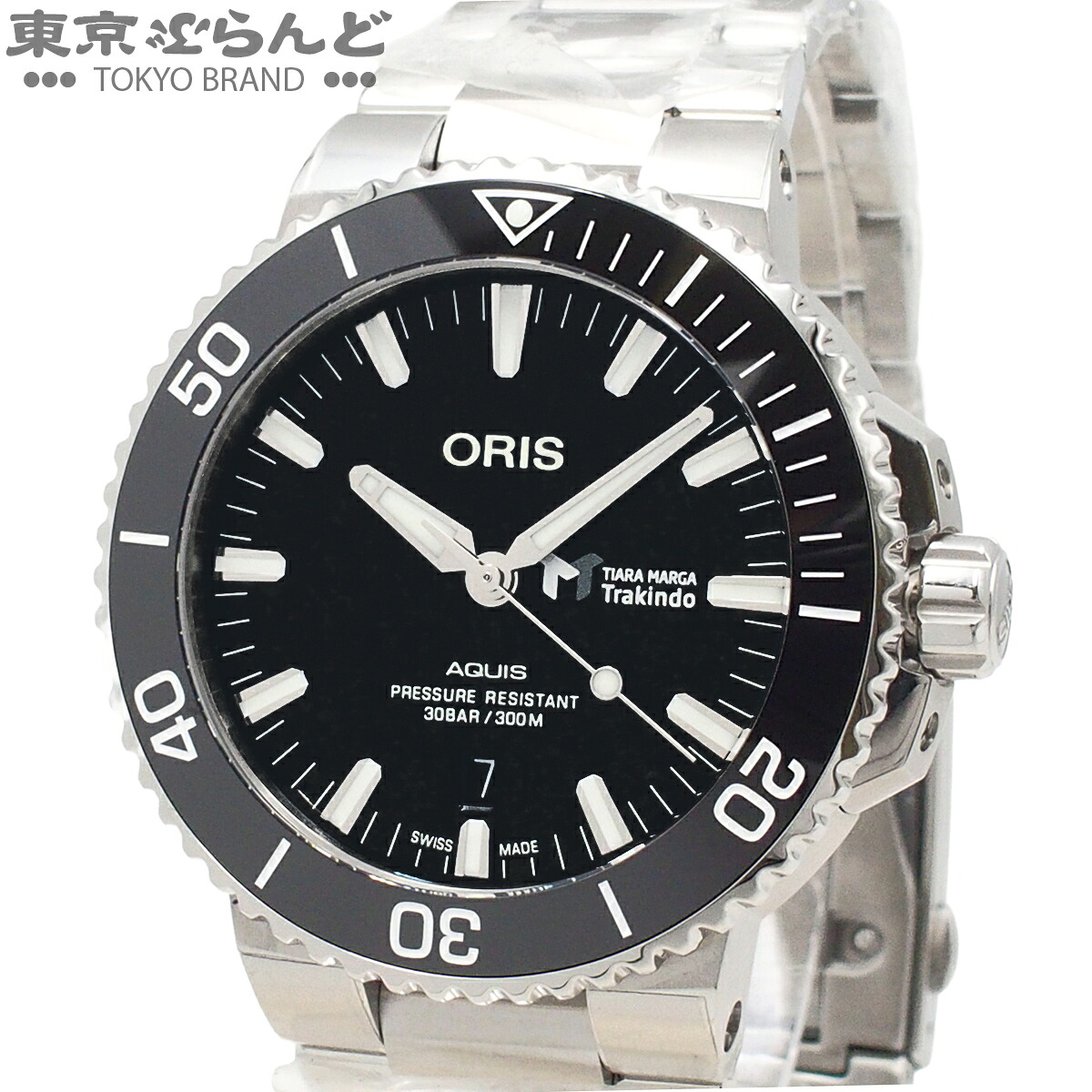 【中古】【返品可】オリス ORIS アクイスデイト ティアラ・マルガ・トラキンドモデル メンズ 腕時計 自動巻 SS 保証書付き ブラック 01.733.7730.4134 展示未使用 [送料無料]【ポイント10倍●7.16～7.27】 101865583｜東京ぶらんど