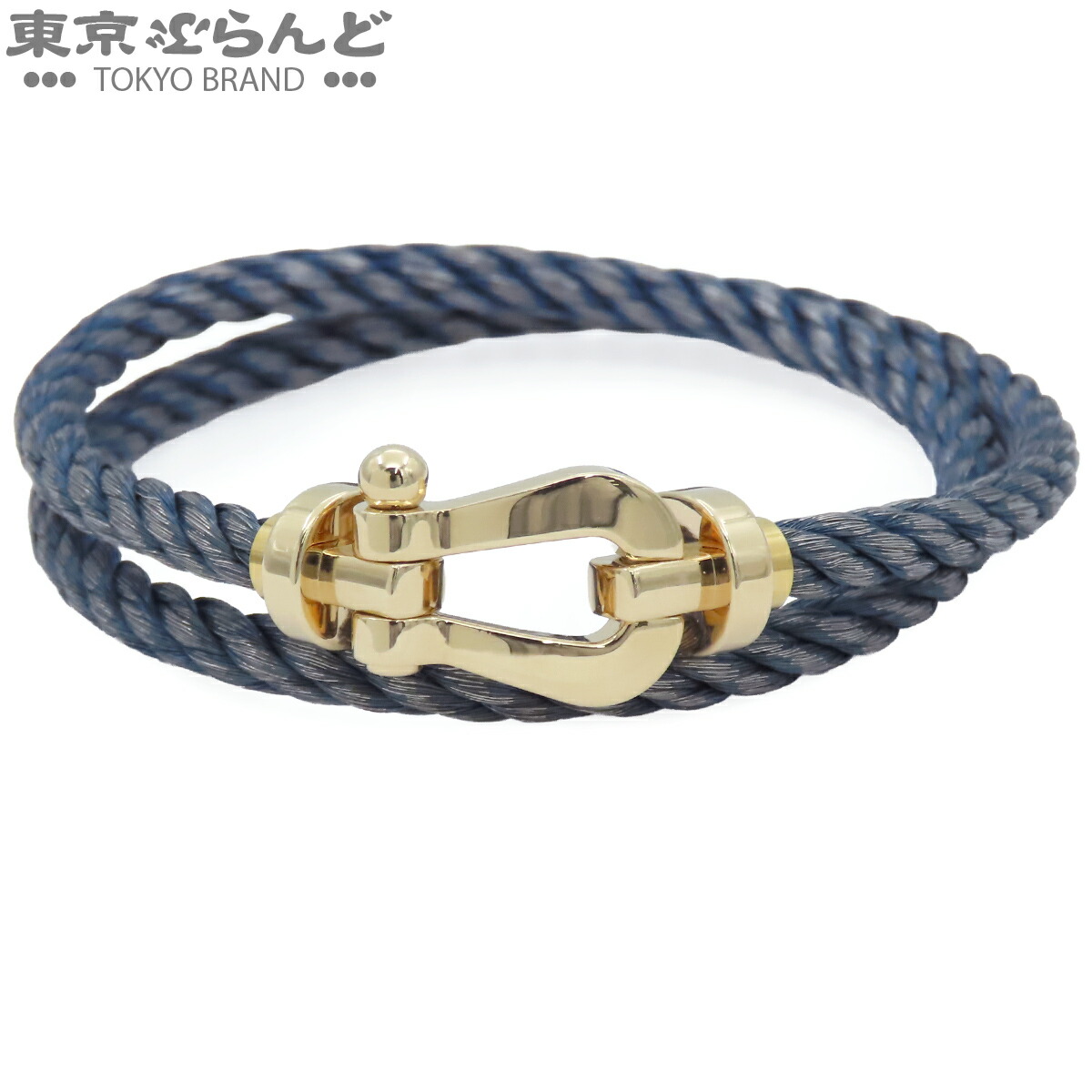 【中古】【返品可】フレッド FRED フォース10 ブレスレット ユニセックス K18YG SS ラージ LM 2連 #17 イエローゴールドxブルー 仕上済 [送料無料]【ポイント10倍●7.30～8.11】 101876584｜東京ぶらんど