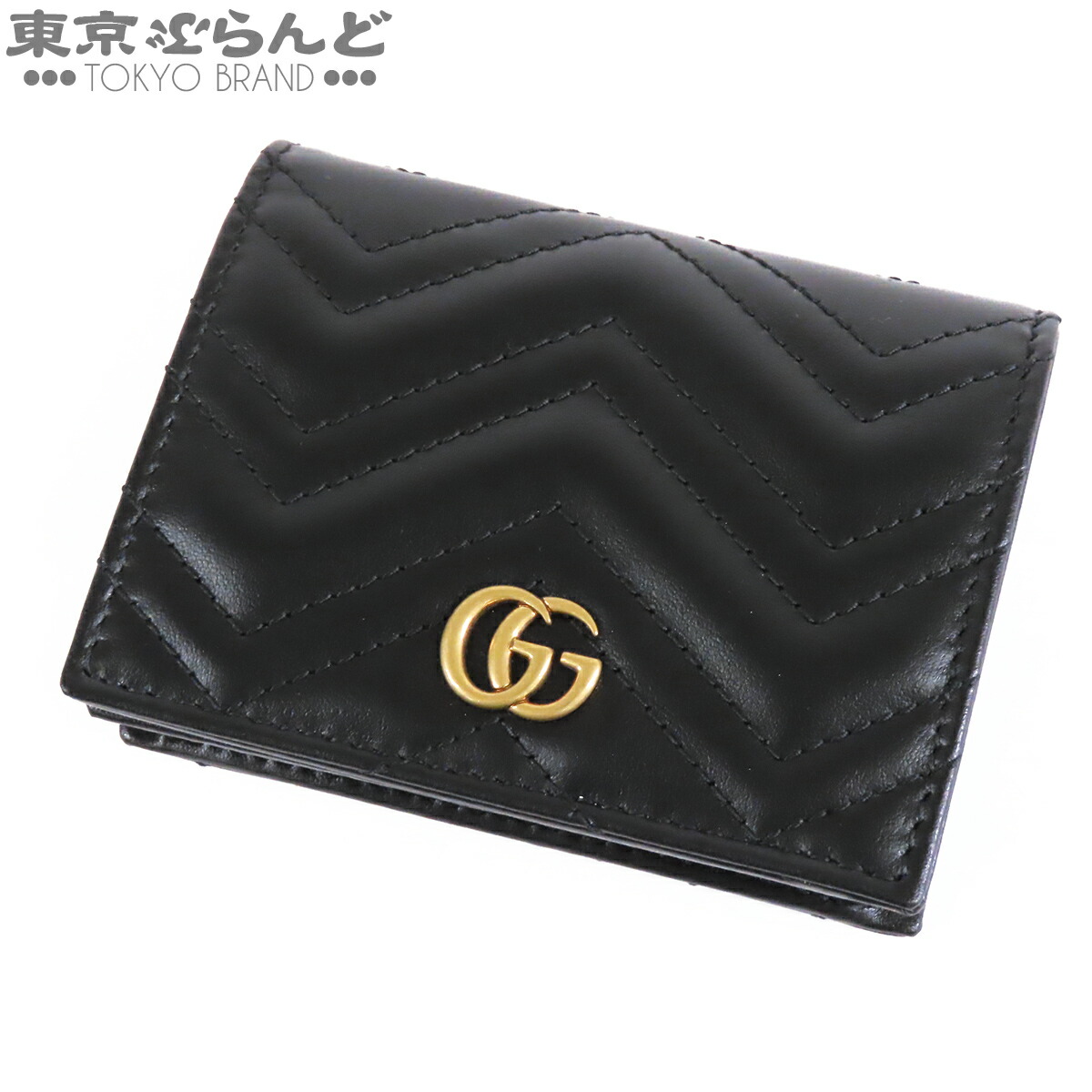 【中古】【返品可】グッチ GUCCI ダブルG ミニウォレット レディース なめし革 二つ折り紙入れ 黒いこと 466492 未当て嵌める [貨物輸送無料] 101865786