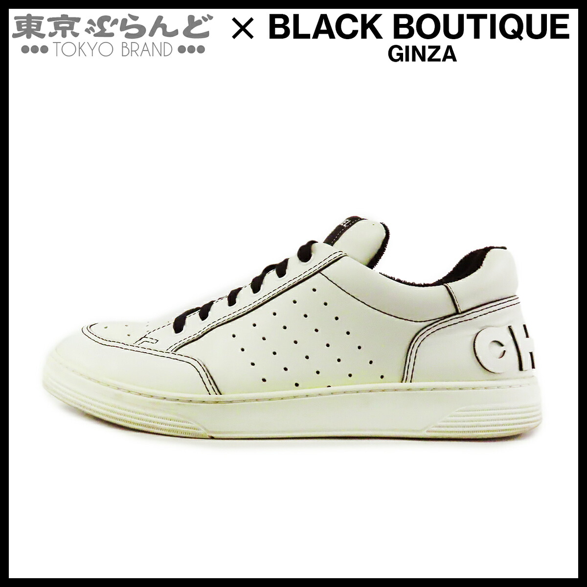 【5%クーポン♪4.14～4.27】【中古】【返品可】シャネル CHANEL ローカットスニーカー メンズ レザー バックロゴ 44 靴 ホワイトxブラック G35937 [送料無料]【ポイント5倍●4.14～4.27】 101857094