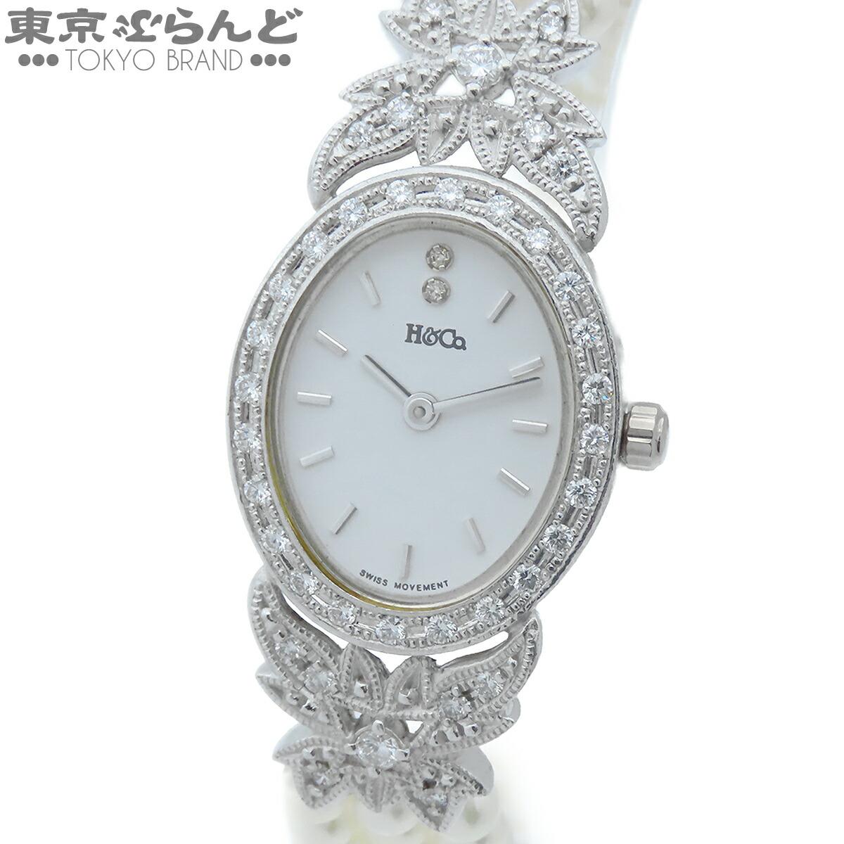 【中古】【返品可】平和堂 HEIWADO&CO. プラチナ ウォッチ レディース 腕時計 クォーツ Pt950 K18WG 真珠 ダイヤモンド ホワイト 12034.52 [送料無料] 101847395