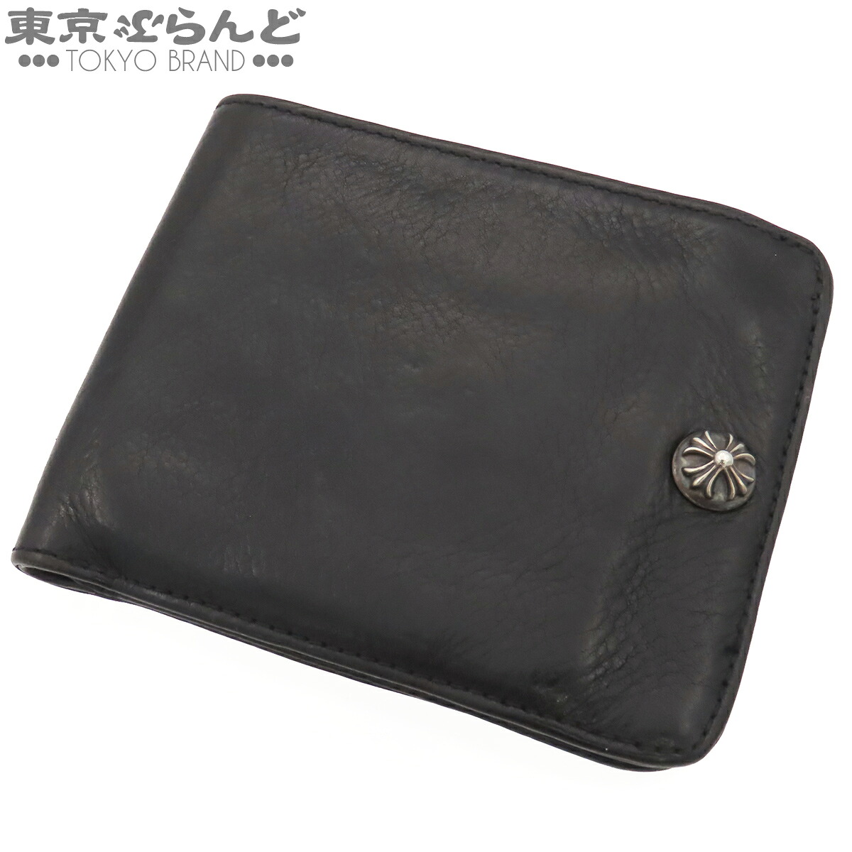 【5%引き換え証♪5.30～6.11 1:59】【中古】【返品可】クロムハーツ CHROME HEARTS 1隙間 はりつけ台名取り草 ウォレット メンズ なめし革 SV925 黒いこと 黒 [貨物輸送無料]【尖んがり2倍●5.30～6.11 1:59】 101821096