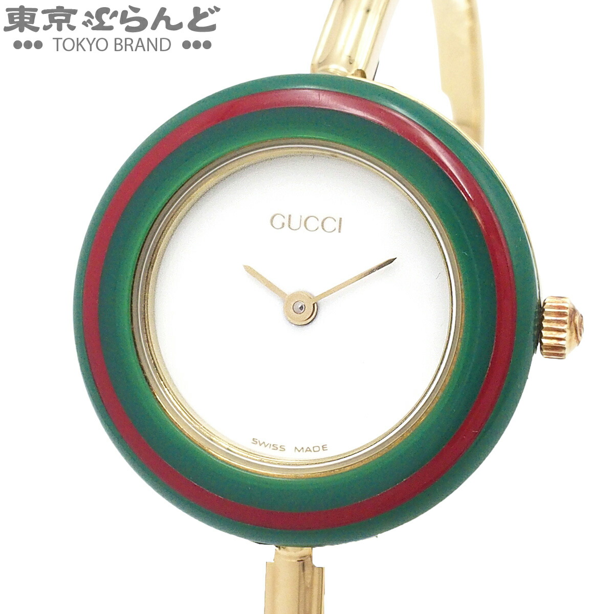 【5%クーポン券♪5.30～6.11 1:59】【中古】【返品可】グッチ GUCCI チェンジベゼル バングルウォッチ 全11色替えベゼル レディース ウオッチ 独居室式 ステンレス鋼スチール写真 白いこと 11/12.2 箱・御墨付き付き添い人 [貨物輸送無料]【尖んがり5倍●5.30～6.11 1:59】 101838796